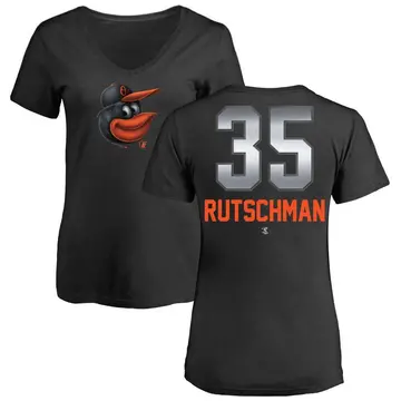 Women's Adley Rutschman Baltimore Orioles Midnight Mascot V-Neck T-Shirt - Black