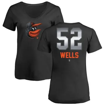 Women's Alexander Wells Baltimore Orioles Midnight Mascot V-Neck T-Shirt - Black