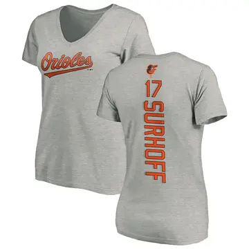 Women's Bj Surhoff Baltimore Orioles Backer Slim Fit T-Shirt - Ash