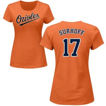 Women's Bj Surhoff Baltimore Orioles Roster Name & Number T-Shirt - Orange