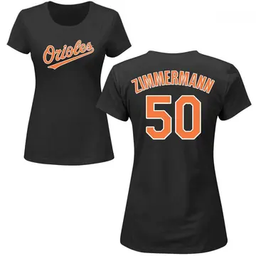 Women's Bruce Zimmermann Baltimore Orioles Roster Name & Number T-Shirt - Black