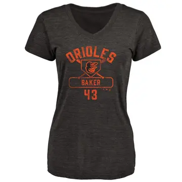 Women's Bryan Baker Baltimore Orioles Base Runner Tri-Blend T-Shirt - Black