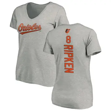 Women's Cal Ripken Baltimore Orioles Backer Slim Fit T-Shirt - Ash