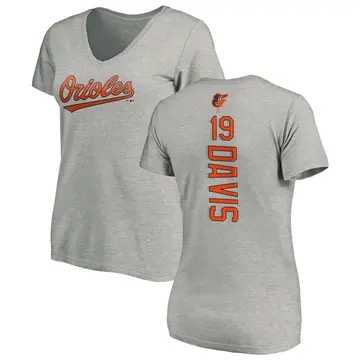 Women's Chris Davis Baltimore Orioles Backer Slim Fit T-Shirt - Ash