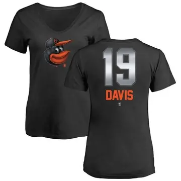 Women's Chris Davis Baltimore Orioles Midnight Mascot V-Neck T-Shirt - Black