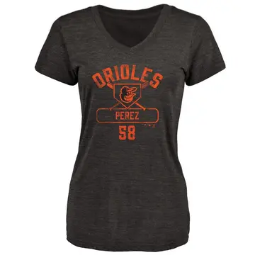 Women's Cionel Perez Baltimore Orioles Base Runner Tri-Blend T-Shirt - Black