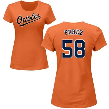 Women's Cionel Perez Baltimore Orioles Roster Name & Number T-Shirt - Orange