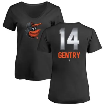 Women's Craig Gentry Baltimore Orioles Midnight Mascot V-Neck T-Shirt - Black