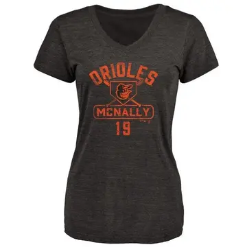 Women's Dave Mcnally Baltimore Orioles Base Runner Tri-Blend T-Shirt - Black