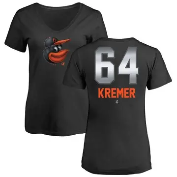 Women's Dean Kremer Baltimore Orioles Midnight Mascot V-Neck T-Shirt - Black