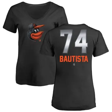 Women's Felix Bautista Baltimore Orioles Midnight Mascot V-Neck T-Shirt - Black