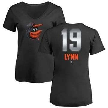 Women's Fred Lynn Baltimore Orioles Midnight Mascot V-Neck T-Shirt - Black