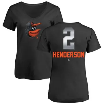 Women's Gunnar Henderson Baltimore Orioles Midnight Mascot V-Neck T-Shirt - Black