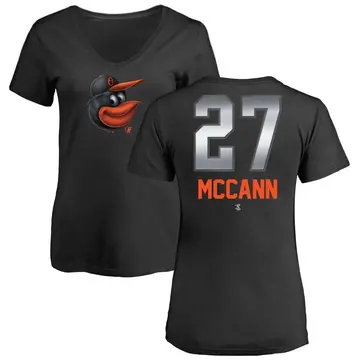 Women's James McCann Baltimore Orioles Midnight Mascot V-Neck T-Shirt - Black