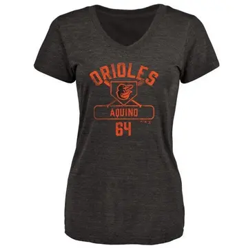 Women's Jayson Aquino Baltimore Orioles Base Runner Tri-Blend T-Shirt - Black