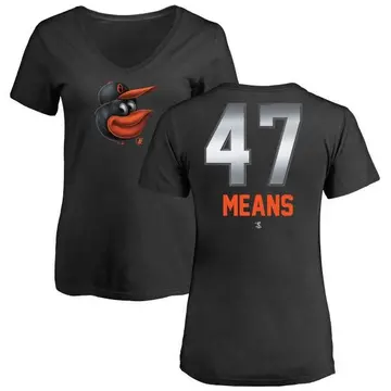 Women's John Means Baltimore Orioles Midnight Mascot V-Neck T-Shirt - Black