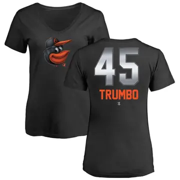 Women's Mark Trumbo Baltimore Orioles Midnight Mascot V-Neck T-Shirt - Black