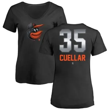 Women's Mike Cuellar Baltimore Orioles Midnight Mascot V-Neck T-Shirt - Black