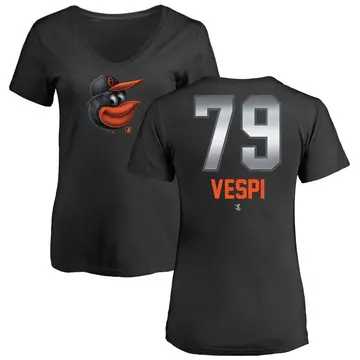 Women's Nick Vespi Baltimore Orioles Midnight Mascot V-Neck T-Shirt - Black