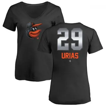 Women's Ramon Urias Baltimore Orioles Midnight Mascot V-Neck T-Shirt - Black