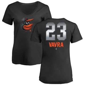 Women's Terrin Vavra Baltimore Orioles Midnight Mascot V-Neck T-Shirt - Black